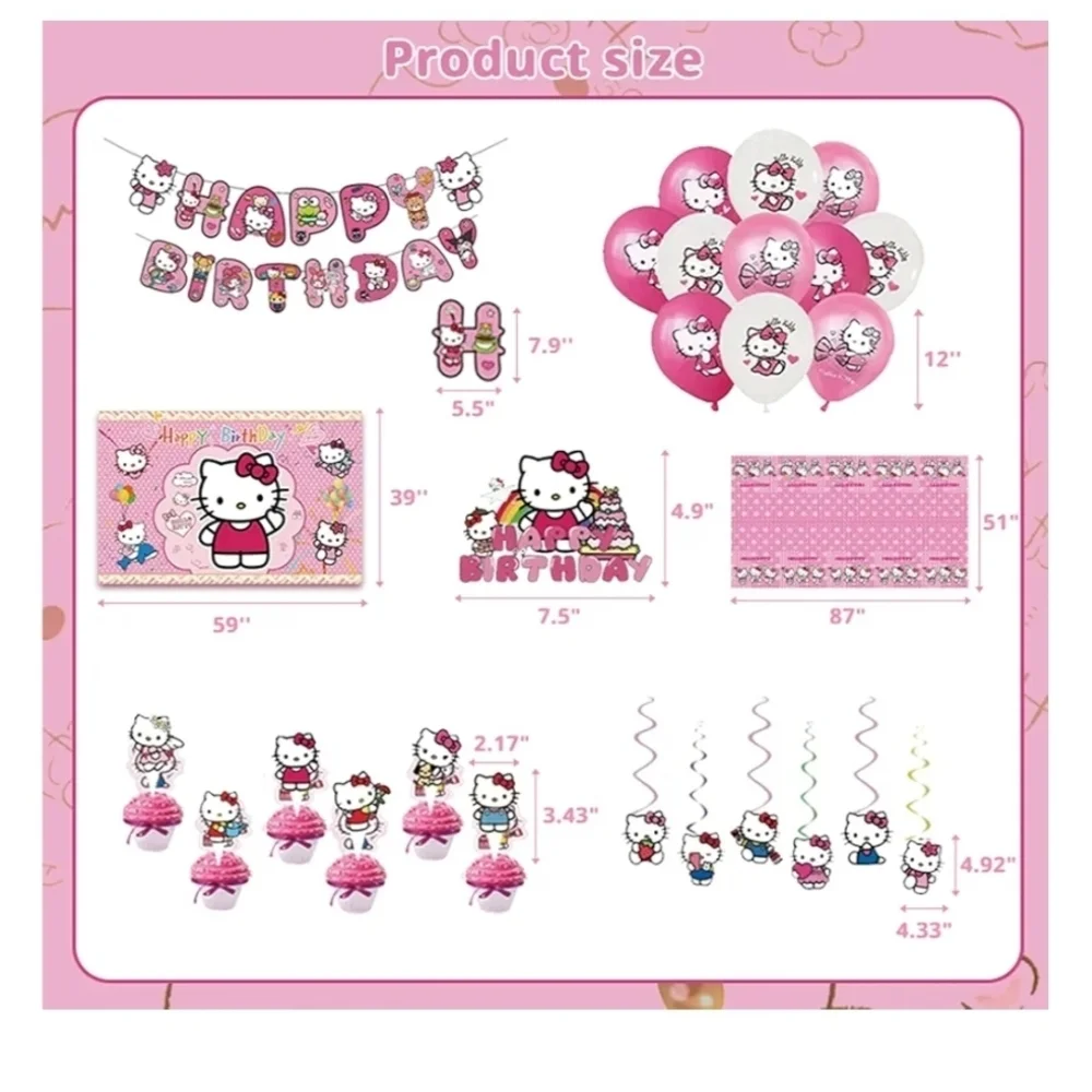 Hello Kitty Pink and White Party Decoration Set Lot - Picture 4 of 4